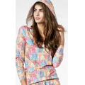 Multi Wonders of the World Long Sleeve Hoodie Stretch Pajama Top (1 Piece)